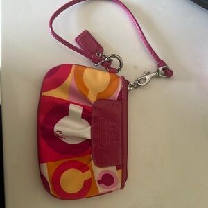 Coach Pink and Orange Wristlet